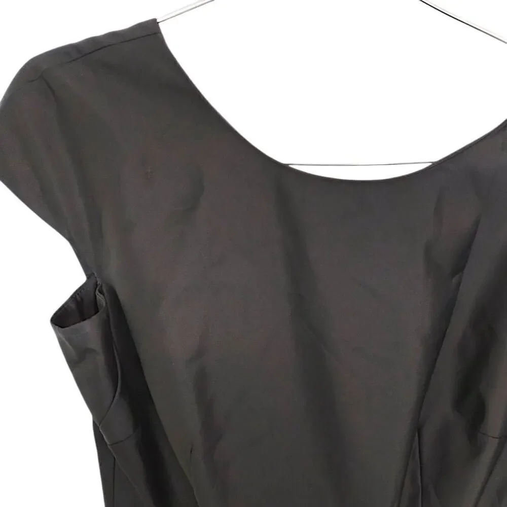 ALEX Womens Dress Sz‎ 6 Evenings Black Blue Floral Sheath Cap Sleeves Taffeta